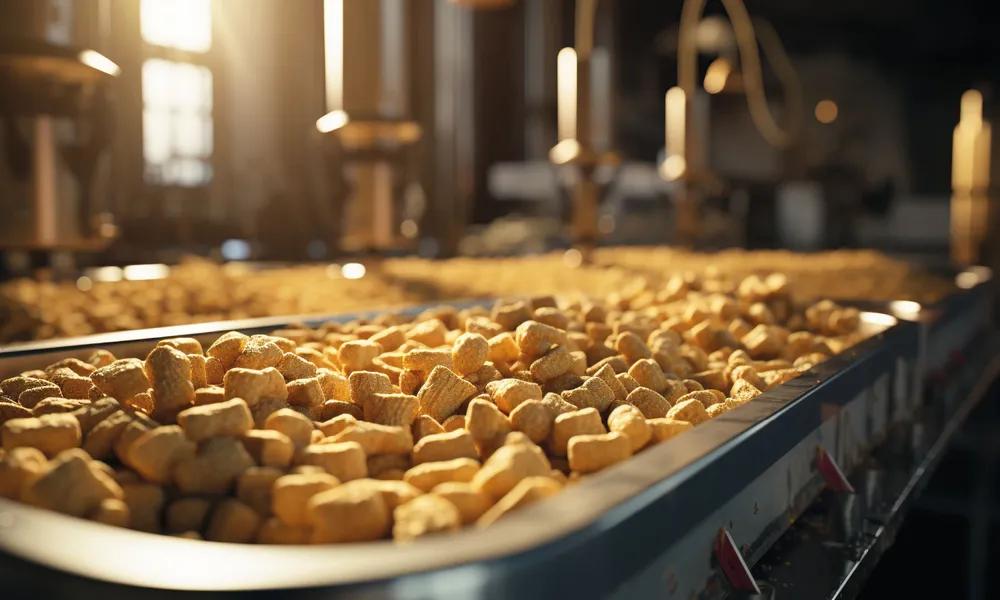 Almacenamiento en la producción de alimentos preparados para mascotas 