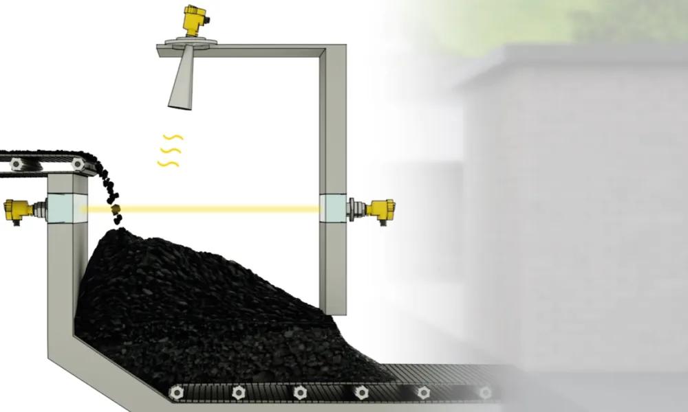 Medición de nivel en cinta transportadora con carbon